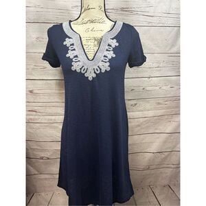 Lilly Pulitzer XXS navy blue dress with white around neckline‎ - 2549